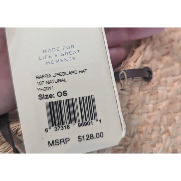 Faherty Raffia Straw Lifeguard Hat OS Coastal Cowboy - Picture 4 of 5